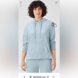 Eileen Fisher Cotton Velour Hooded Sweatshirt